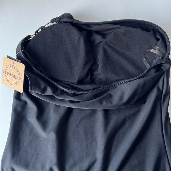 Nine West Women Swimsuit Black One Piece One Shoulder New Large - Picture 10 of 14